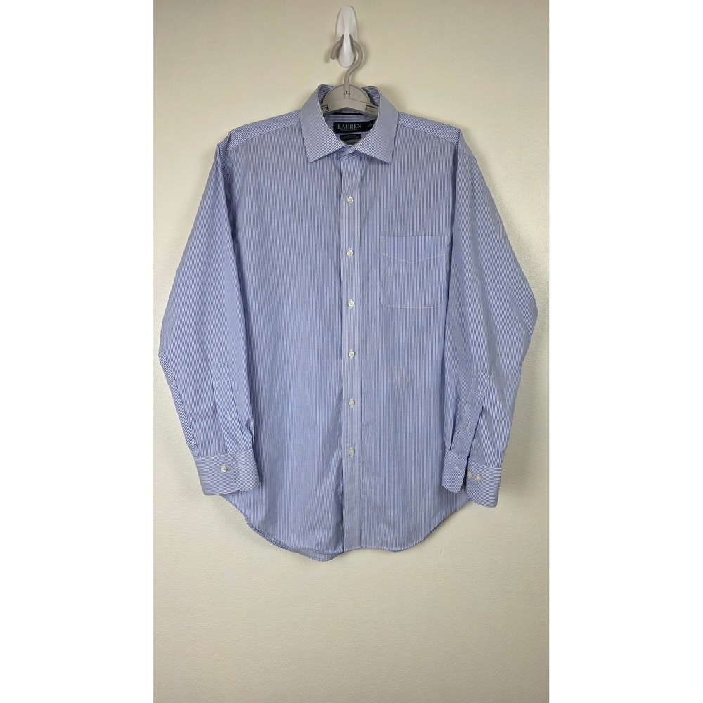 Lauren Ralph Lauren Mens‎ 16 32/33 Blue Pinstripe Dress Shirt Classic Fit Preppy